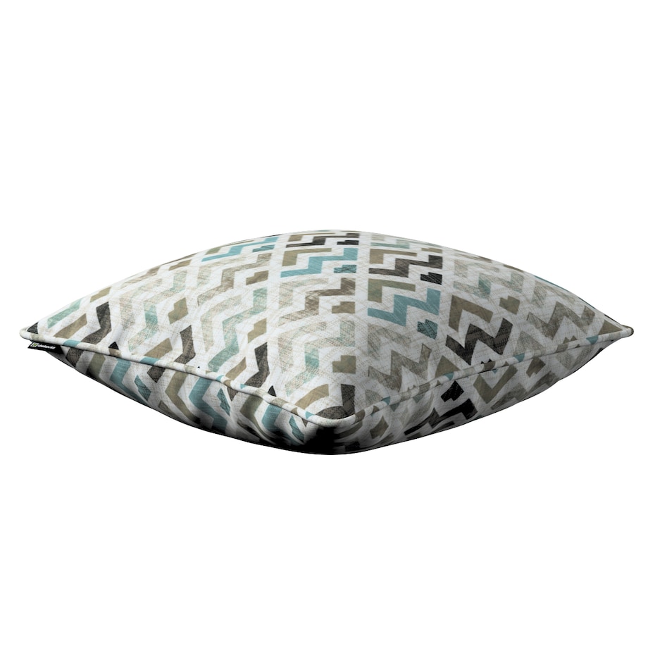 Poszewka Gabi na poduszkę 45x45 wzór geometryczny w odcieniach pastelowego błękitu i beżu na jasnym tle