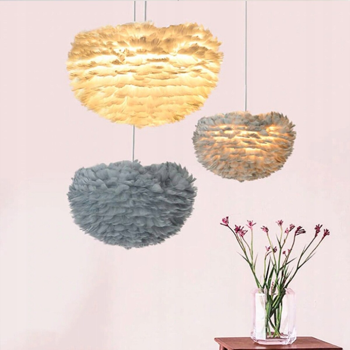 Lampa Sufitowa Wisząca Glamour Pióra Kolory Nordic