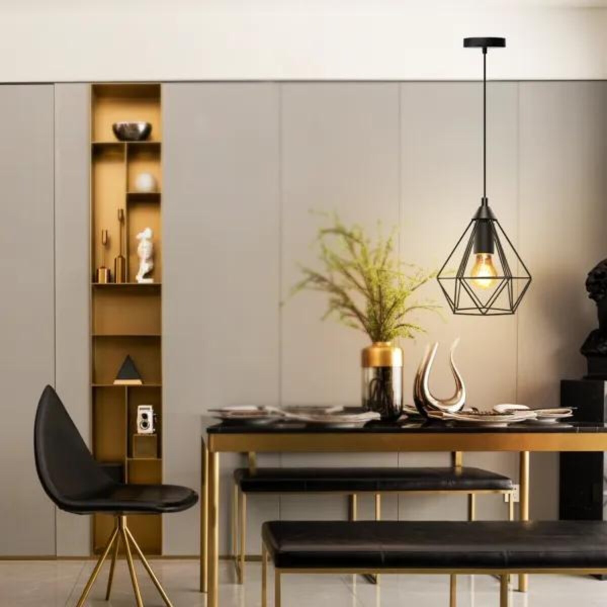 żyrandol z żelazną klatką czarny e27