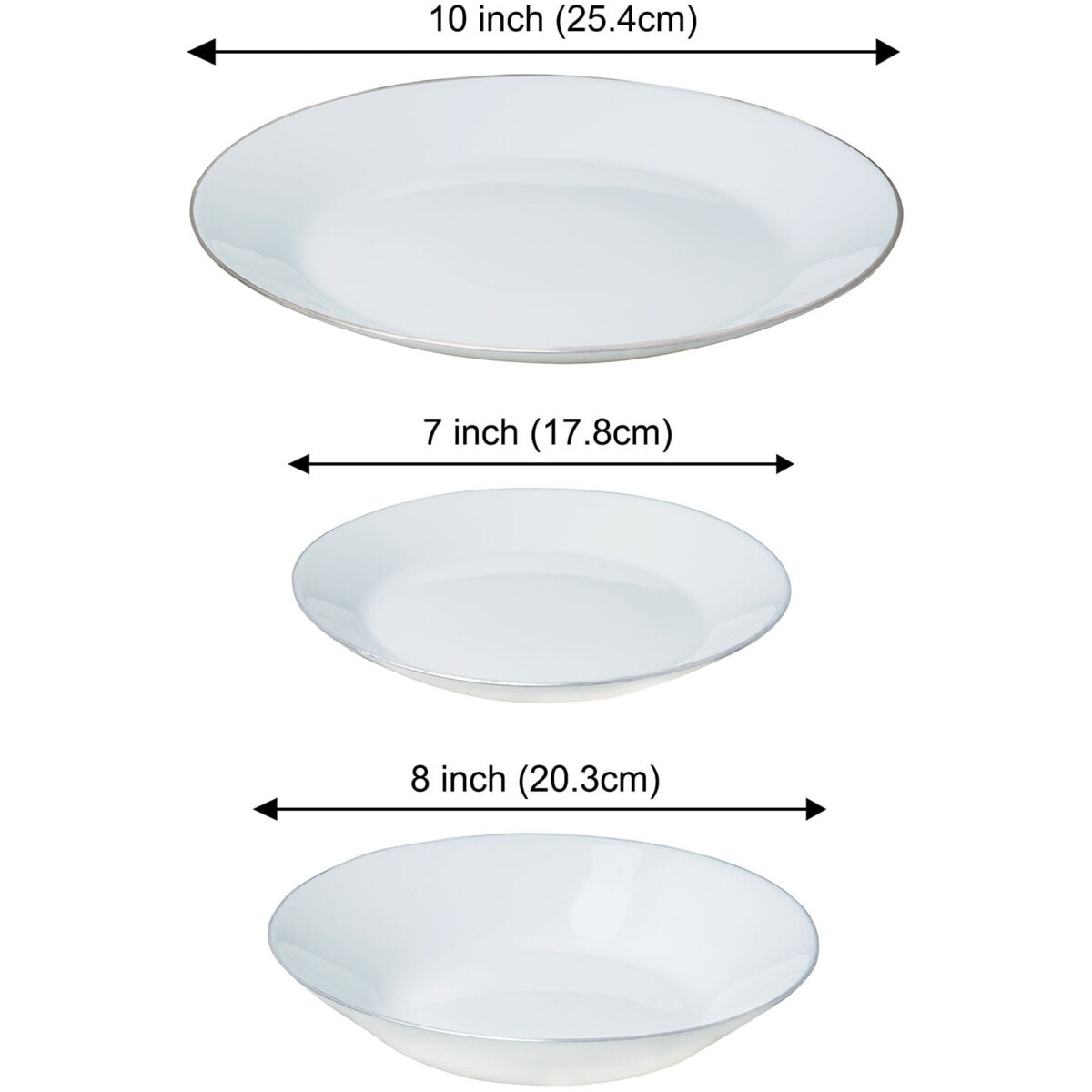 Zastawa stołowa Serwis Komplet talerzy 18 elementów na 6 osób srebrny rant KINGHOFF