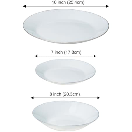 Zastawa stołowa Serwis Komplet talerzy 18 elementów na 6 osób srebrny rant KINGHOFF