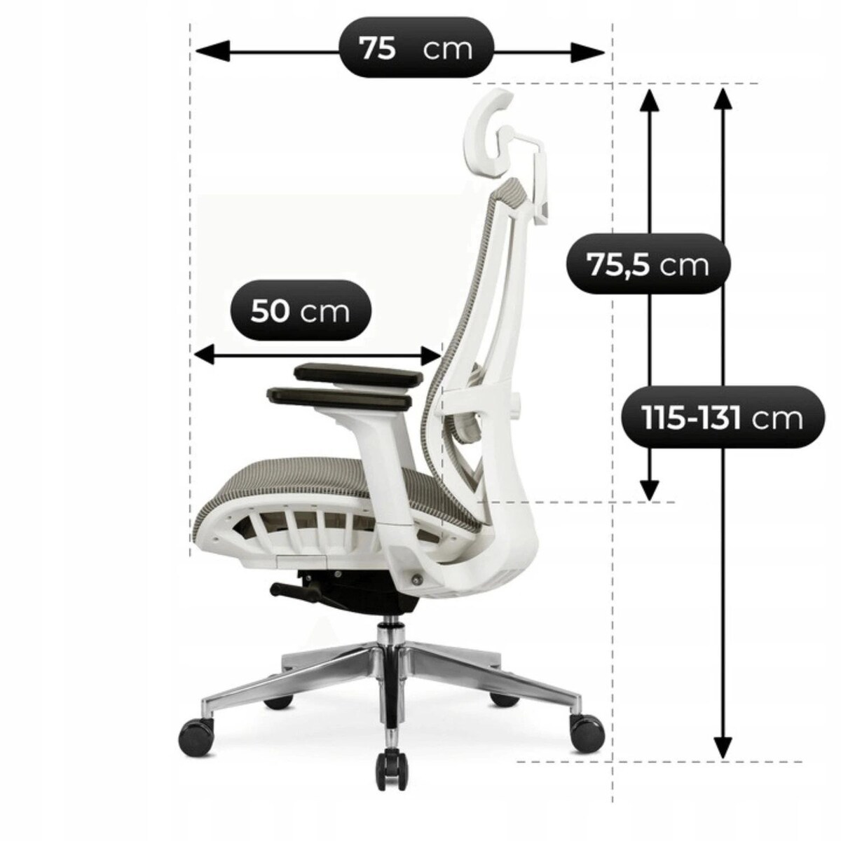 Fotel gamingowy obrotowy ergonomiczny regulowany do biurka beżowy SKY