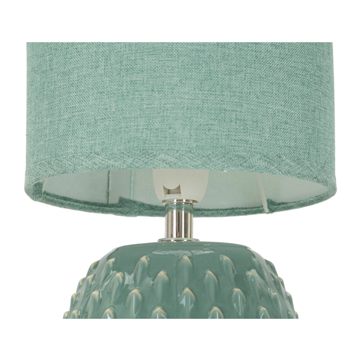 Lampa stołowa Pontus, kolor jasnoniebieski, ceramika i żelazo, 14 x 14 x 27 cm, 1 x E14, styl nowoczesny, do salonu i sypialni, Mauro Ferretti