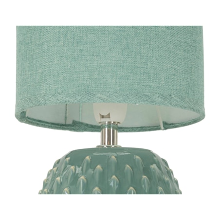 Lampa stołowa Pontus, kolor jasnoniebieski, ceramika i żelazo, 14 x 14 x 27 cm, 1 x E14, styl nowoczesny, do salonu i sypialni, Mauro Ferretti