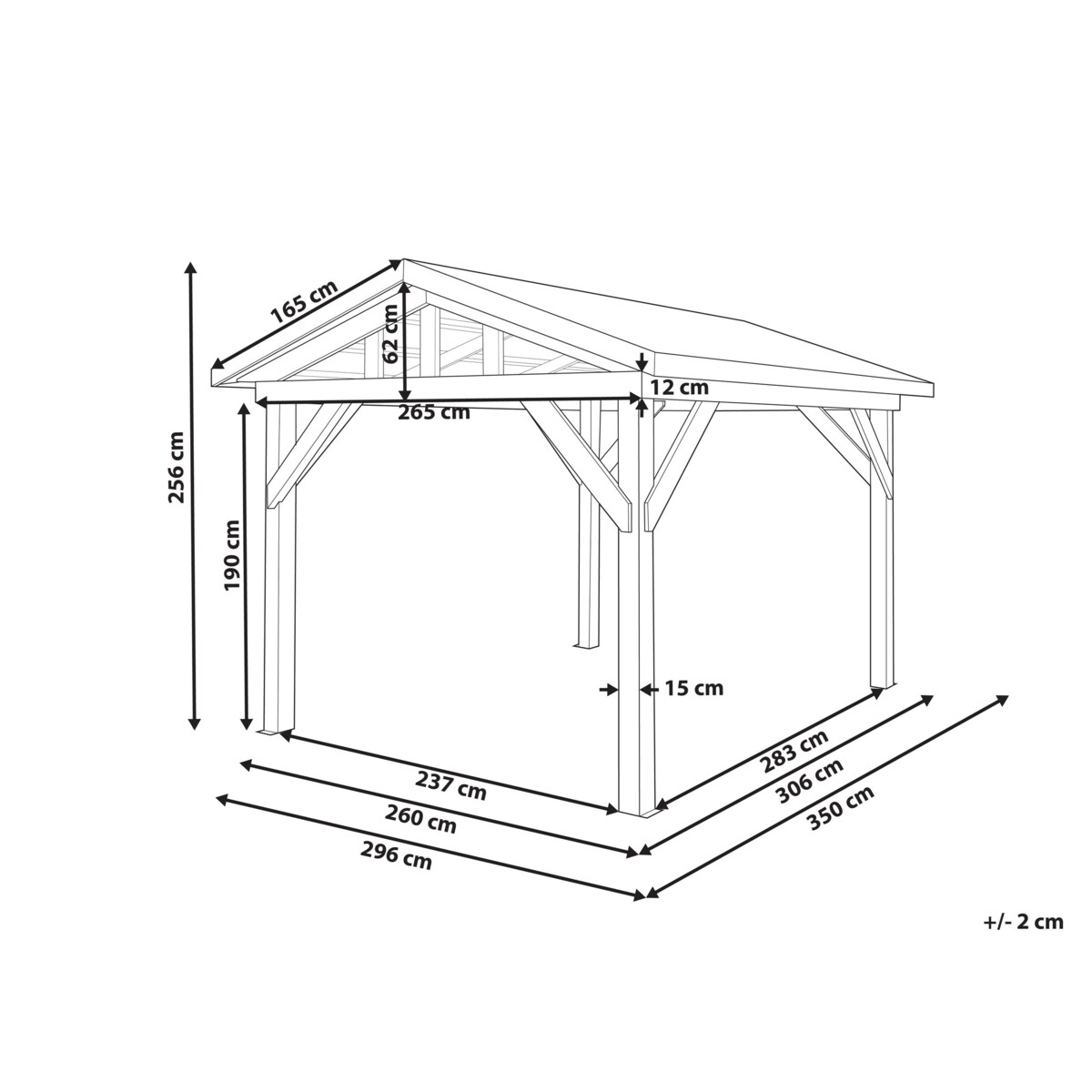 Pawilon ogrodowy 296 x 350 cm jasne drewno SECCHIA