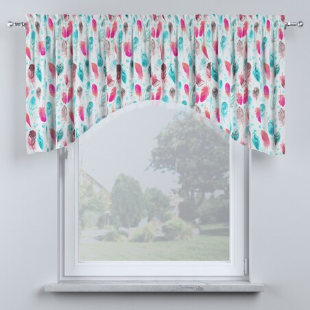 Lambrekin łuk 200x75 różowe i turkusowe piórka