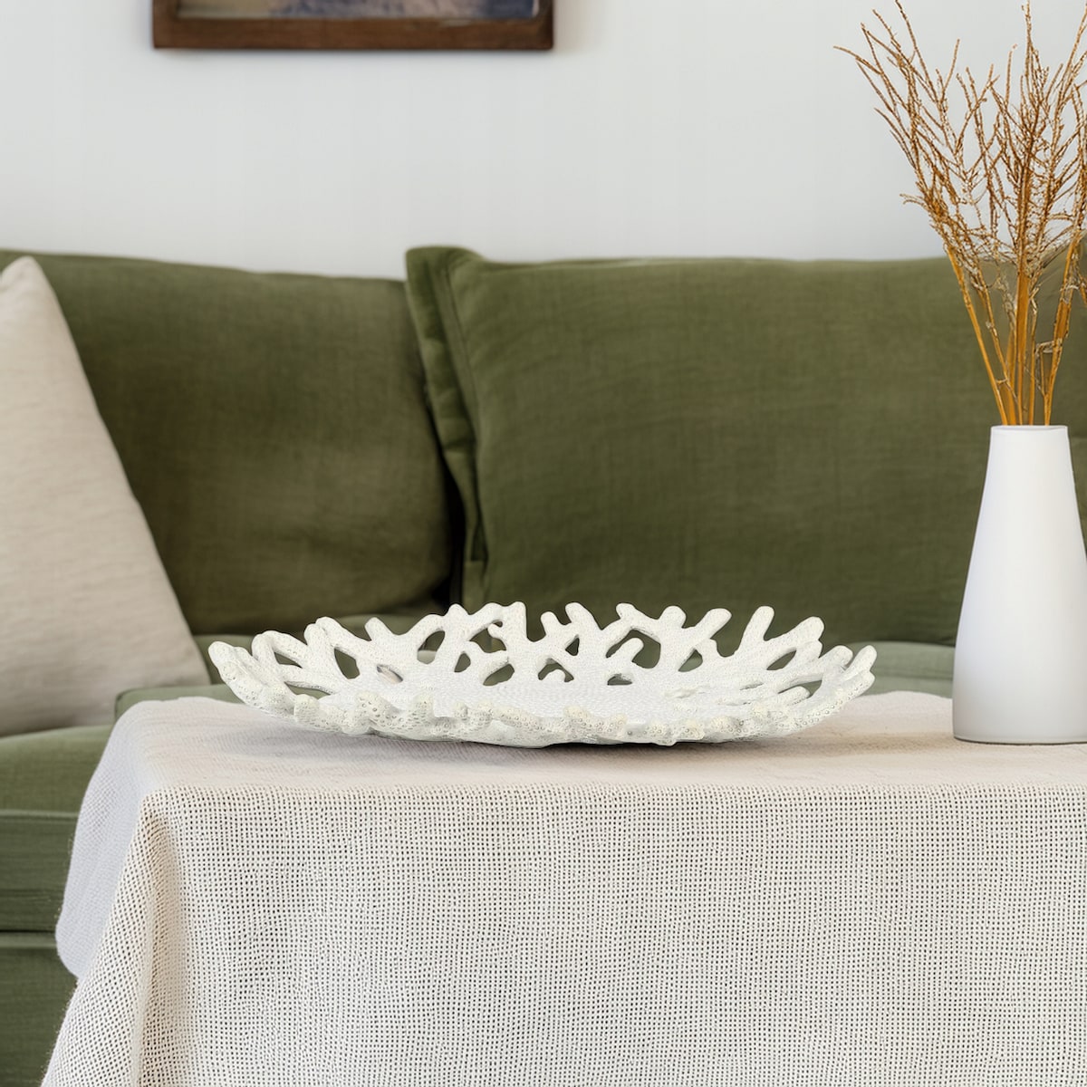 PATERA NA OWOCE BIAŁA RAFA KORALOWA marynistyka do domu duża ozdoba prezent