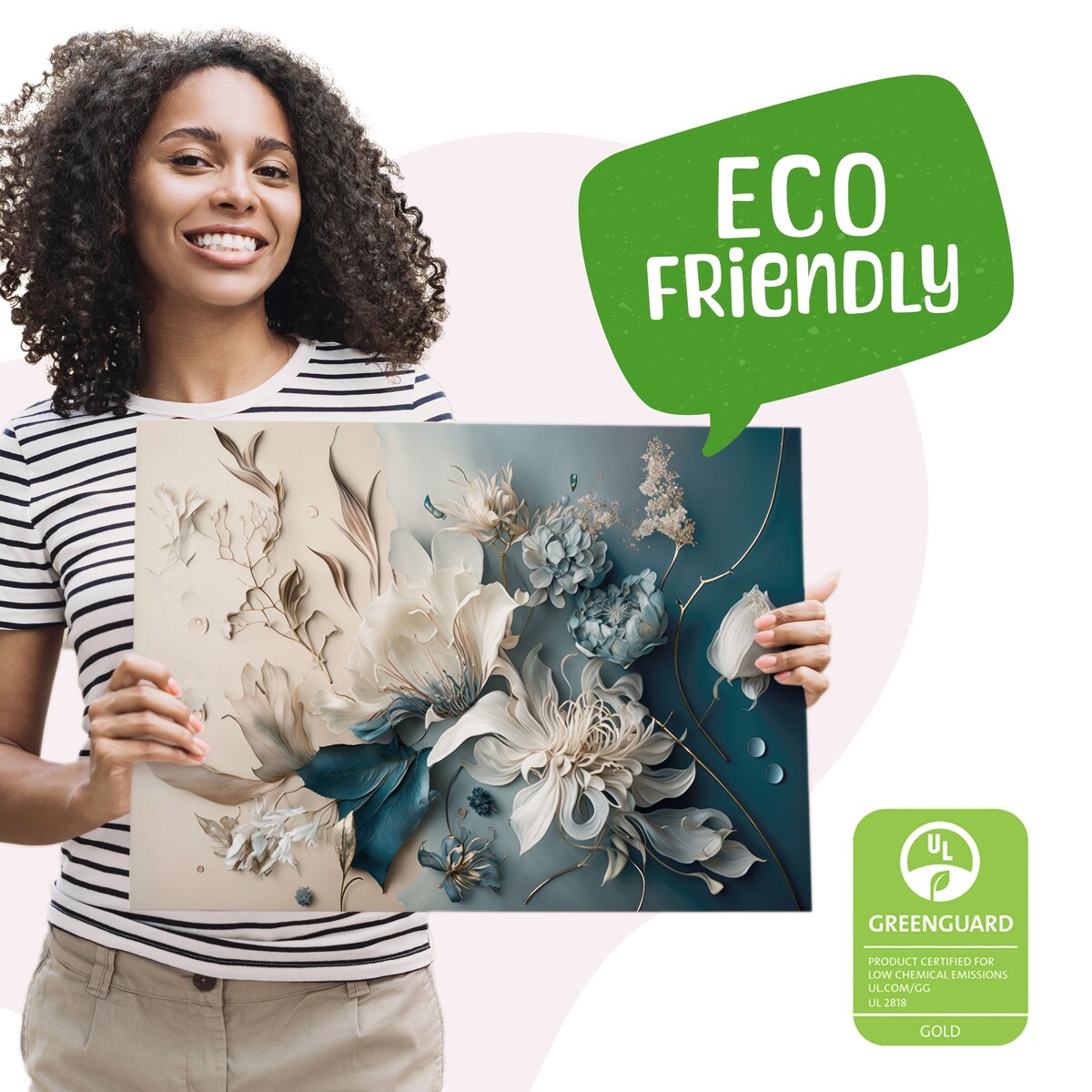 OBRAZ ŚCIENNY DO SALONU SYPIALNI ABSTRAKCYJNE KWIATY 3D STYL GLAMOUR 90x60cm