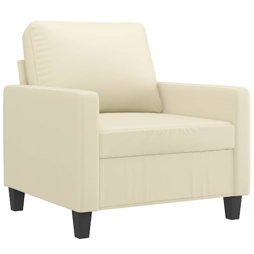 vidaXL Fotel, kremowy, 60 cm, obity sztuczną skórą