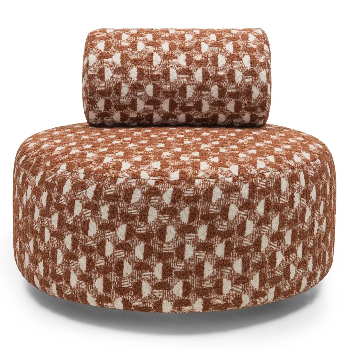 Fotel obrotowy 70x88x88 cm ORVIETTA bouclé z geometrycznym wzorem