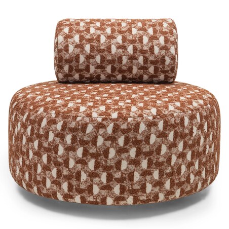 Fotel obrotowy 70x88x88 cm ORVIETTA bouclé z geometrycznym wzorem