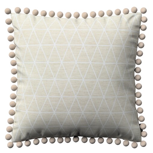 Poszewka Wera na poduszkę 45x45 trójkąty na beżowo-lnianym tle