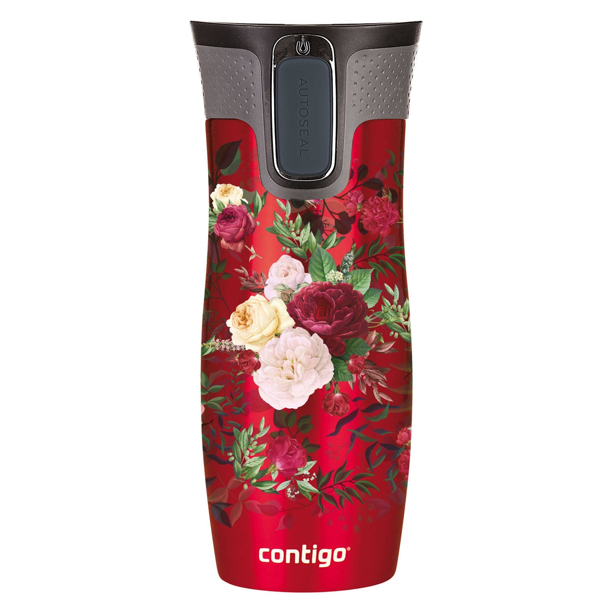 Kubek termiczny Contigo West Loop 2.0 470 ml - czerwony - Kwiaty