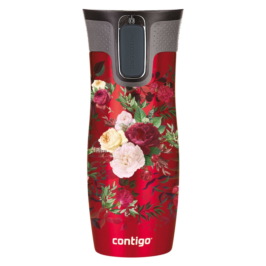 Kubek termiczny Contigo West Loop 2.0 470 ml - czerwony - Kwiaty