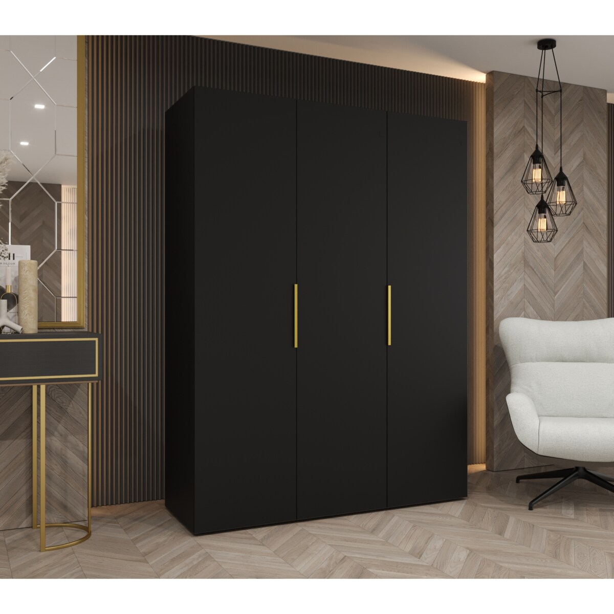 Szafa uchylna otwierana MARBELLA 1 150 wys. 202 cm Czarny + u. Złoty