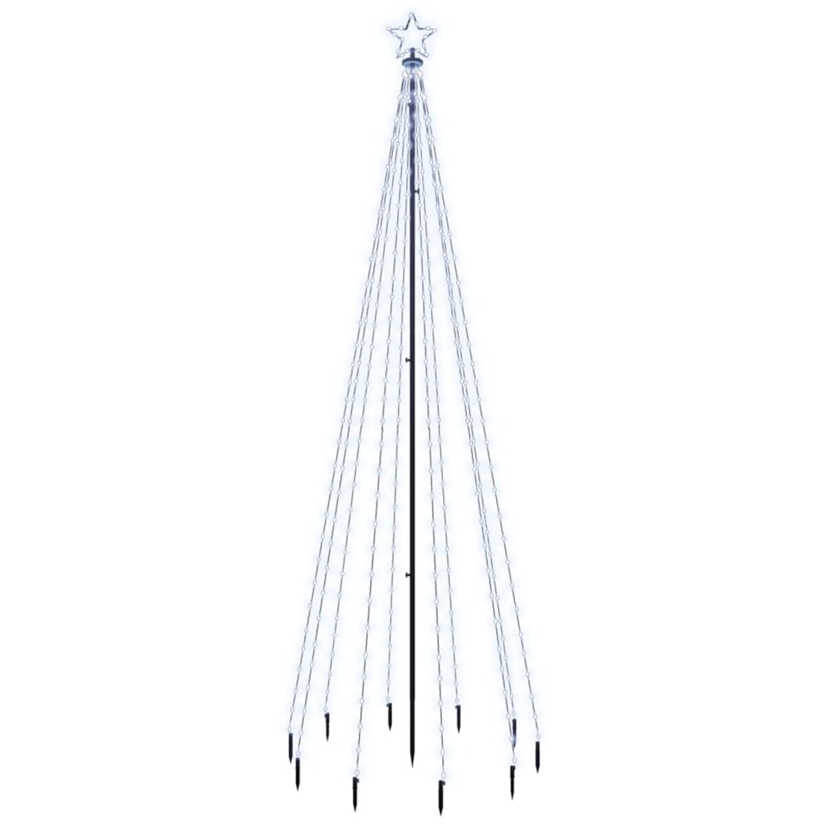 vidaXL Choinka z kołkiem gruntowym, 310 zimnych białych LED, 300 cm