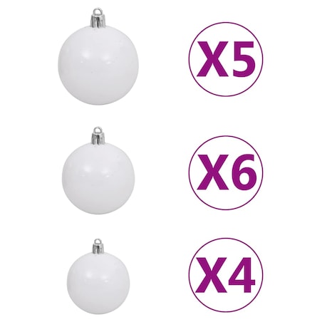 vidaXL Sztuczna choinka z lampkami i bombkami, srebrna, 120 cm, PET