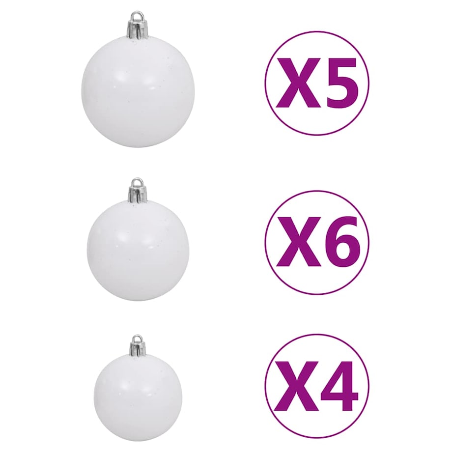 vidaXL Sztuczna choinka z lampkami i bombkami, srebrna, 120 cm, PET