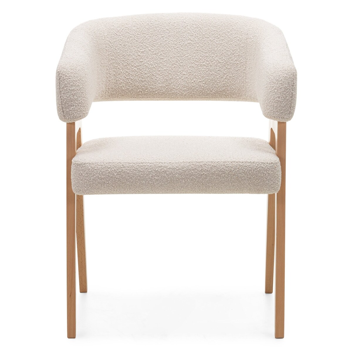 Krzesło tapicerowane, bouclé, jasnobeżowe/buk Coba