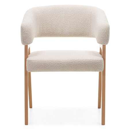 Krzesło tapicerowane, bouclé, jasnobeżowe/buk Coba