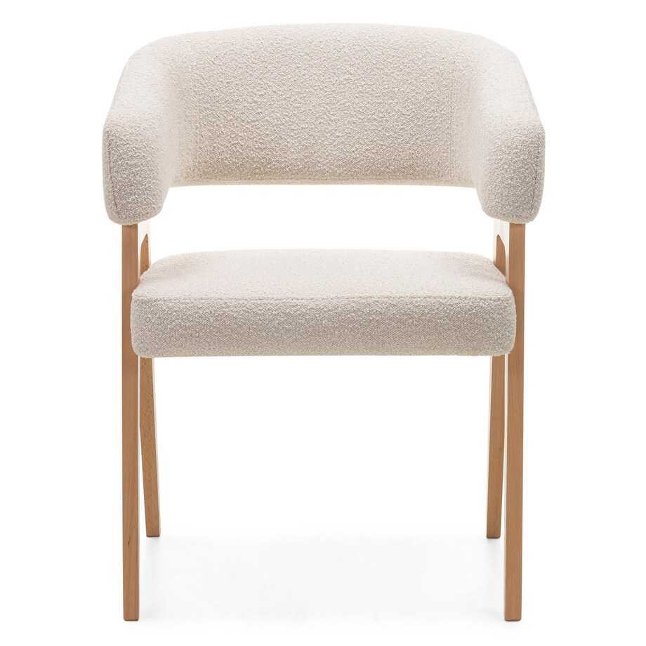 Krzesło tapicerowane, bouclé, jasnobeżowe/buk Coba