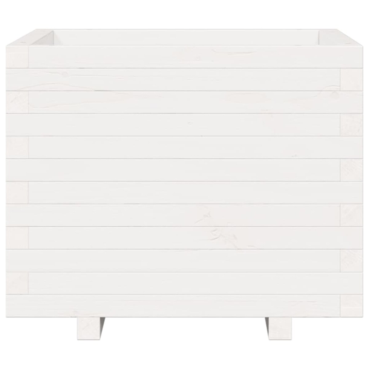 vidaXL Donica ogrodowa, biała, 60x60x49,5 cm, lite drewno sosnowe