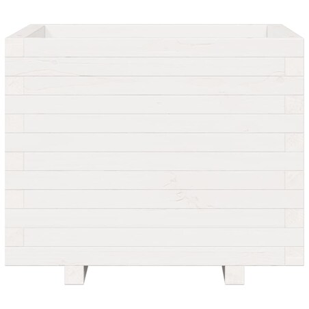 vidaXL Donica ogrodowa, biała, 60x60x49,5 cm, lite drewno sosnowe