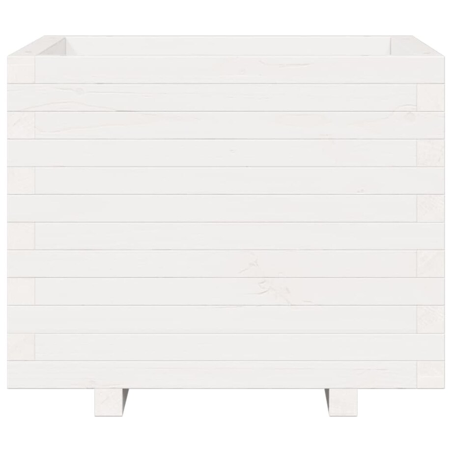 vidaXL Donica ogrodowa, biała, 60x60x49,5 cm, lite drewno sosnowe