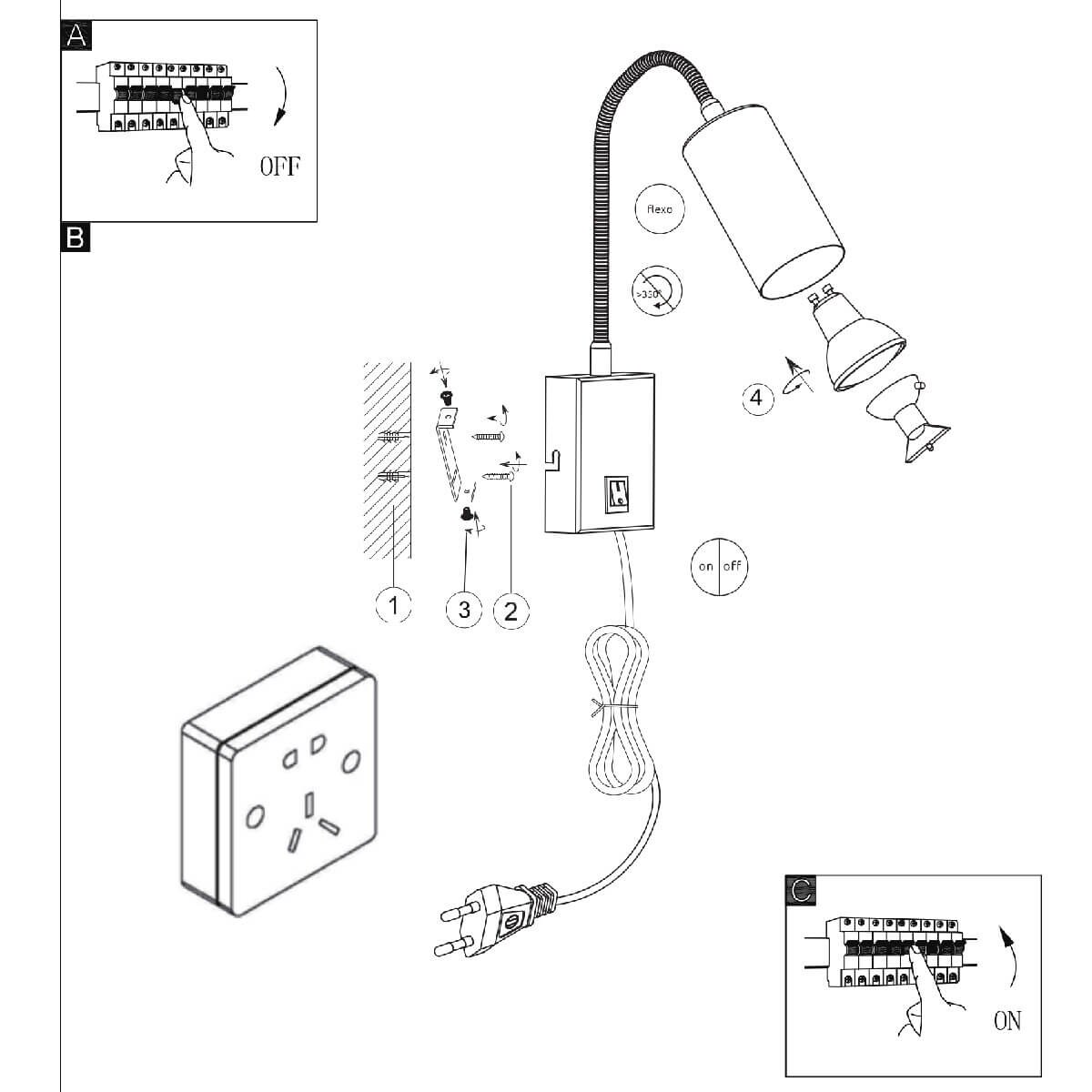 Kinkiet elastyczny Robby 57911WB do sypialni czarny