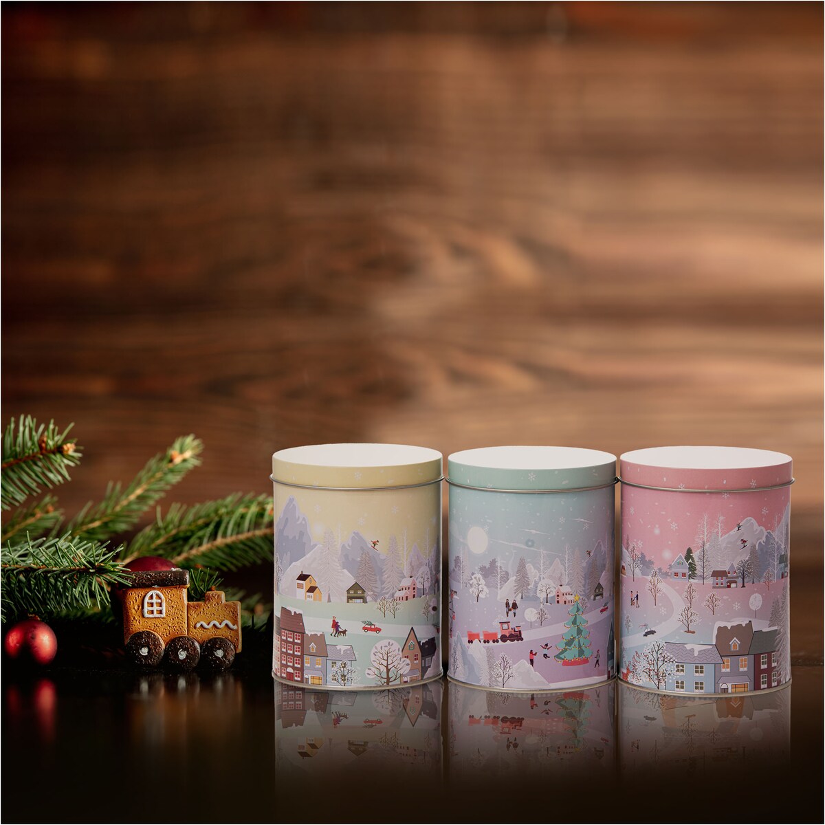 Puszka Na Ciastka Pierniki Herbatę Zestaw Świąteczna Boże Narodzenie Metalowe