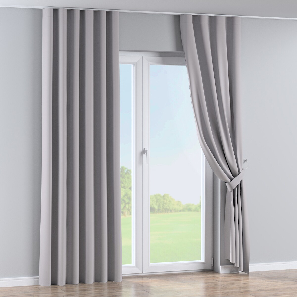 Zasłona na taśmie wave 130x260 ciepły szary