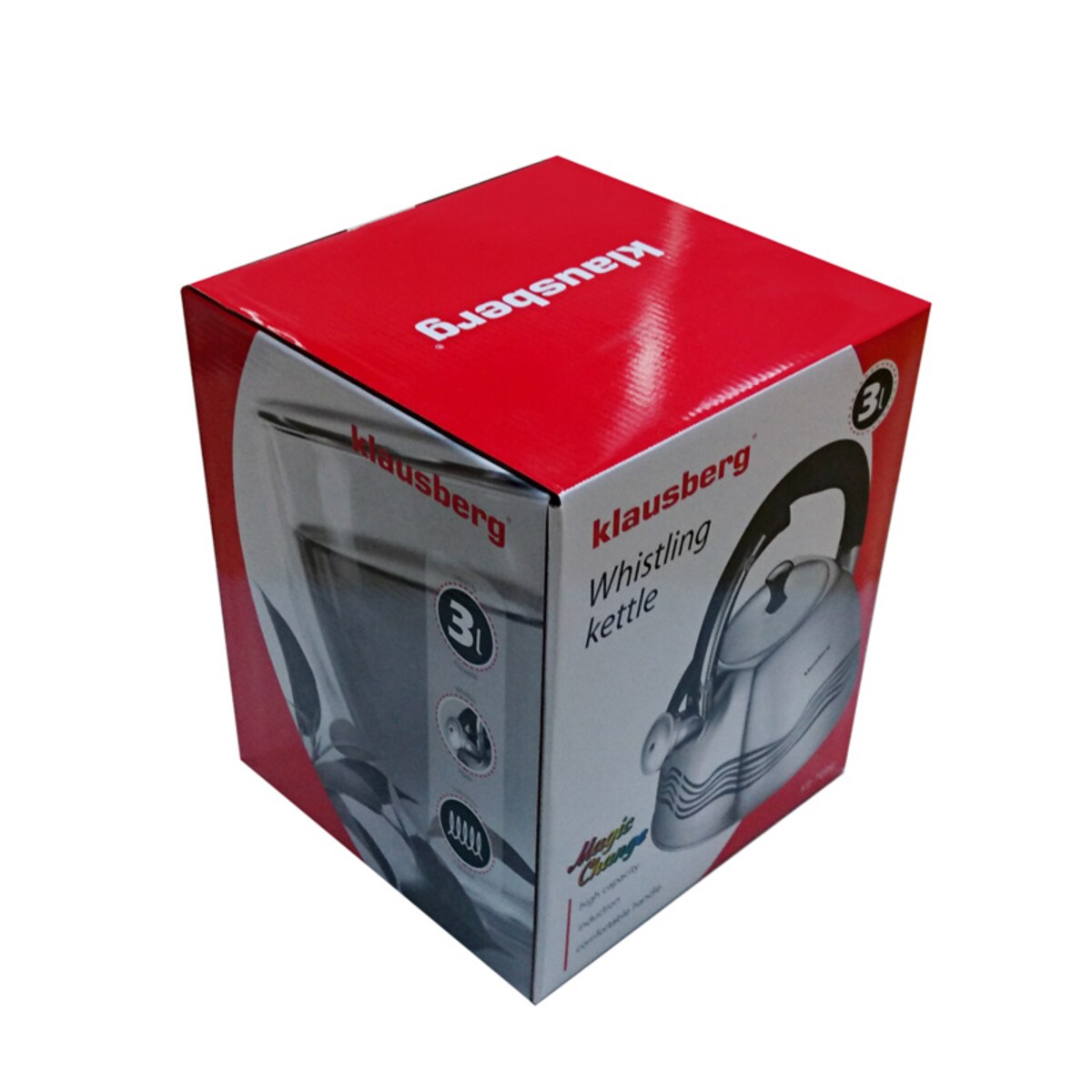 Czajnik stalowy z gwizdkiem 3.0L zmieniający kolor indukcja KLAUSBERG