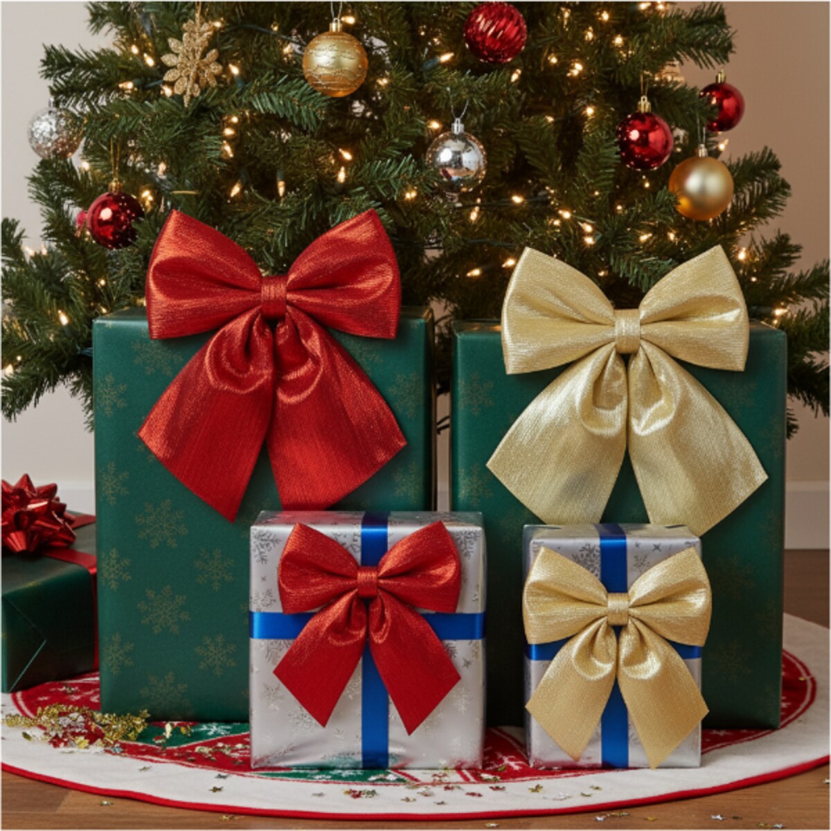 Kokarda Świąteczna Na Choinkę 24 Cm Kominek Na Boże Narodzenie Dekoracja Złota