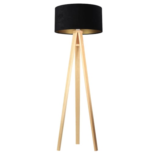 Lampa stojąca HOME 50 czarna/złota/sosna