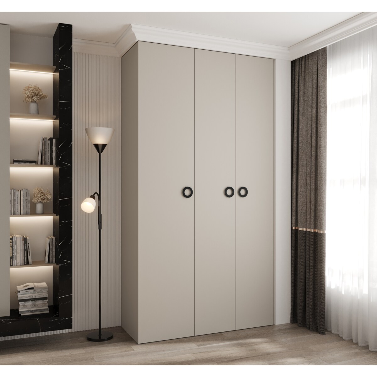 Szafa trzydrzwiowa Como 1 130 gł.40 kaszmir+czarny