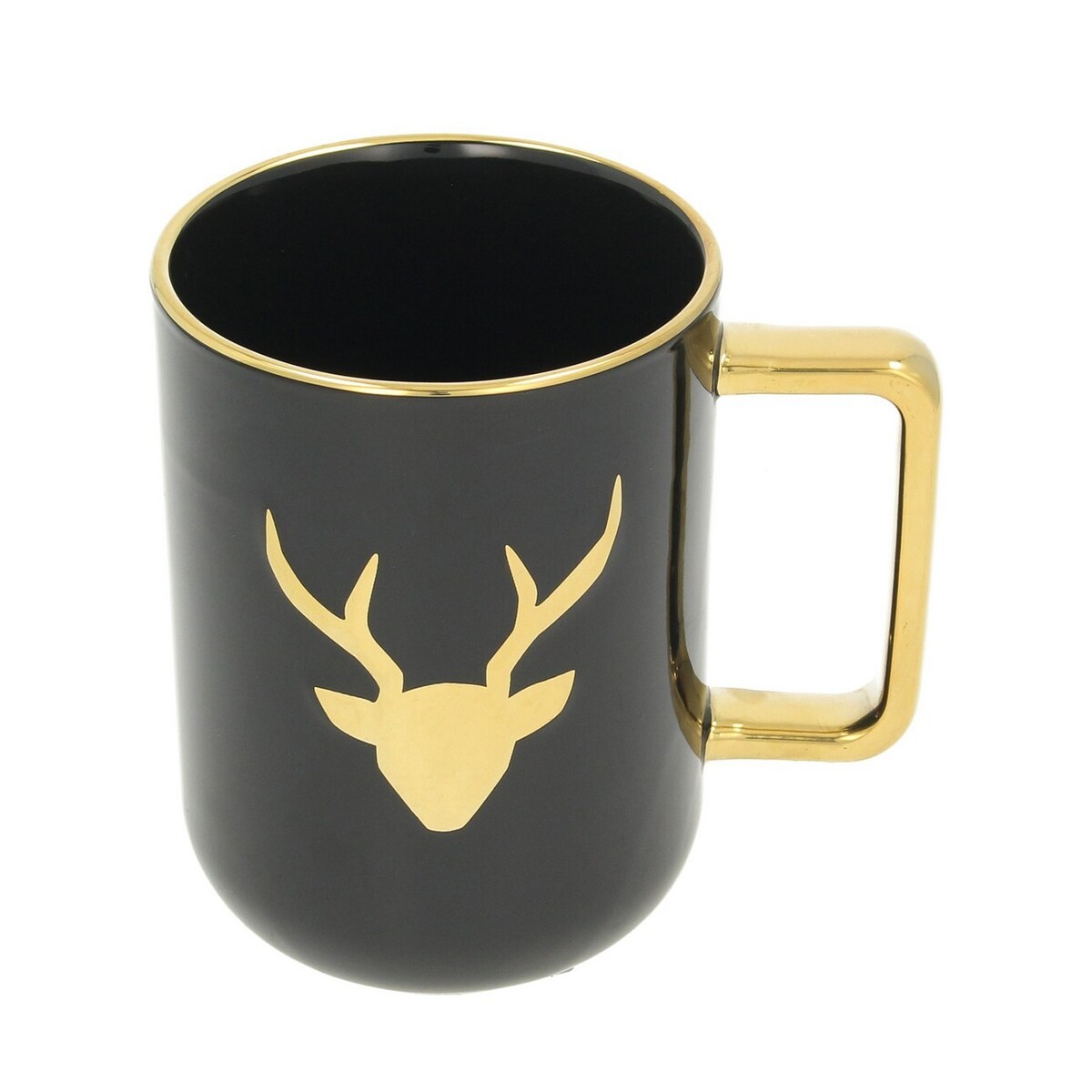 Kubek Christmas Time deer 400ml boże narodzenie, święta, świąteczne, czarny-złoty, 12 x 9 x 12 cm