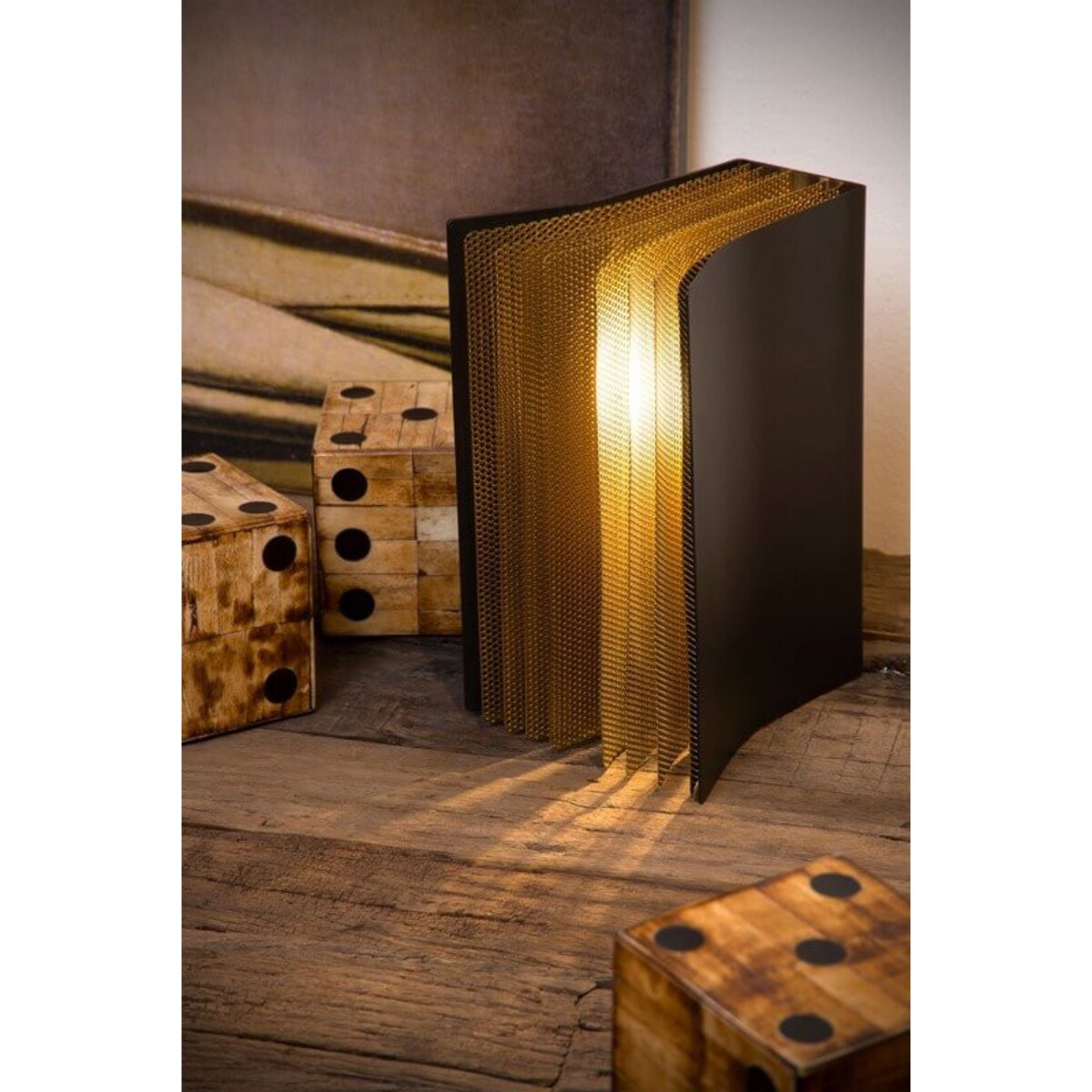 Dekoracyjna LAMPA stojąca EXTRAVAGANZA LIVRET 78596/01/30 Lucide metalowa LAMPKA biurkowa książka czarna złota