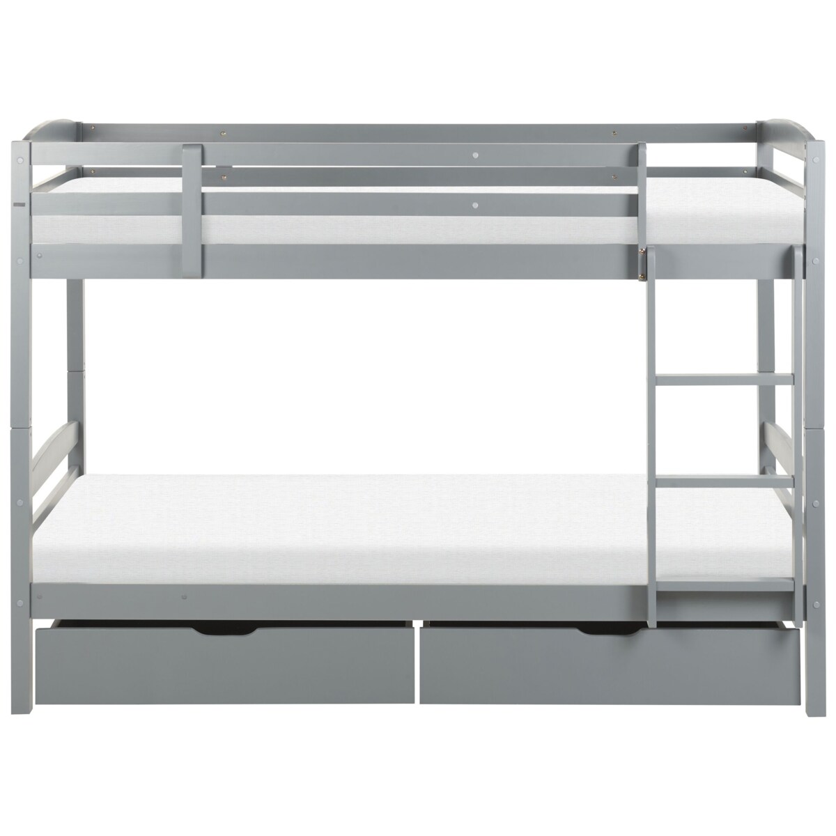 Łóżko piętrowe z szufladami drewniane 90 x 200 cm szare REGAT