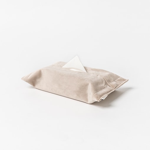 Welurowe Etui na chusteczki Cream