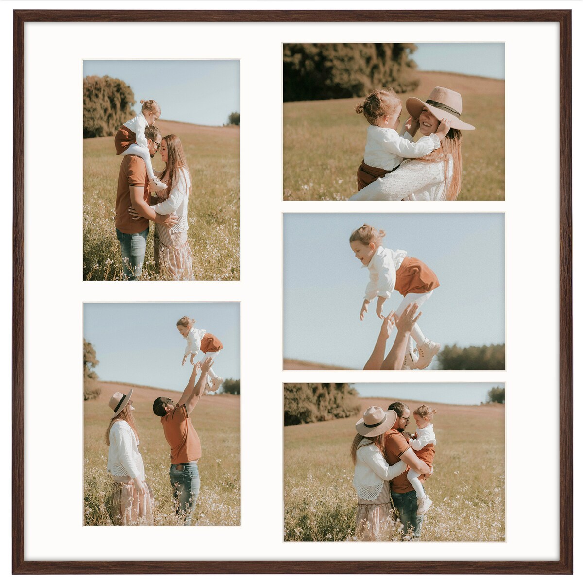 Ramka na zdjęcia 5x 15x21 cm brązowa galeria na 5 zdjęć multirama collage 50x50 cm FRAMAI