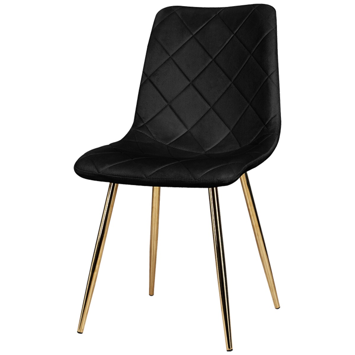 Krzesło tapicerowane czarne welurowe pikowane nowoczesne złote nogi