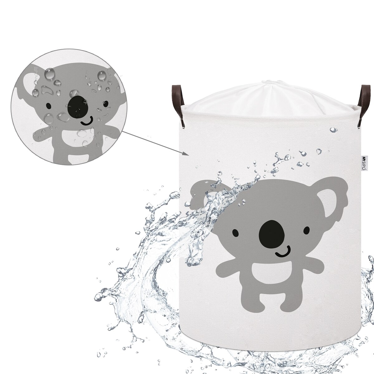 bawełniany kosz na zabawki sipo, zamykany na ściągacz, koala, xl