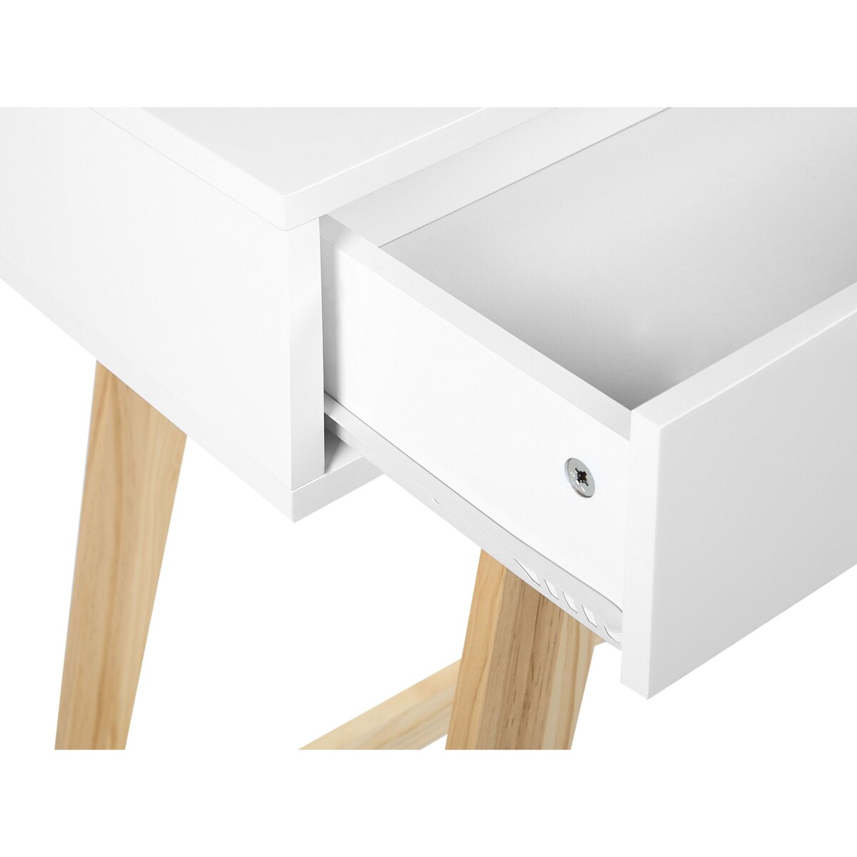 Konsola 2 szuflady biała z jasnym drewnem SULLY