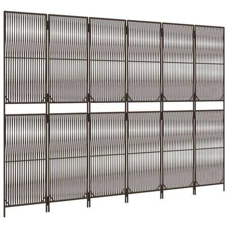 vidaXL Parawan 6-panelowy, brązowy, polirattan