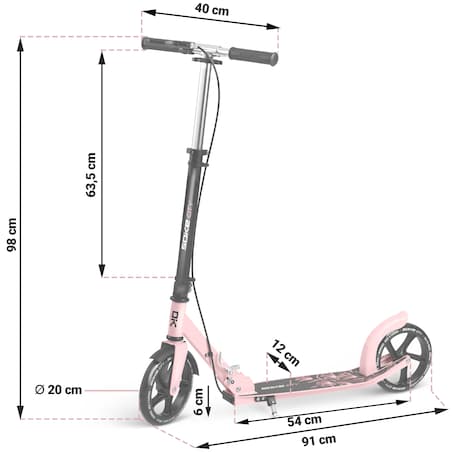 Hulajnoga miejska składana Soke City czarno-różowa