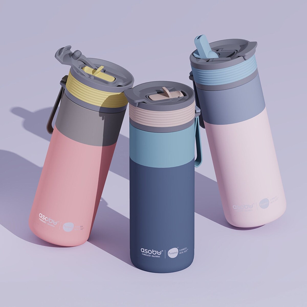 ASOBU ASPEN kubek termiczny ze słomką i ustnikiem, Pastel Blue