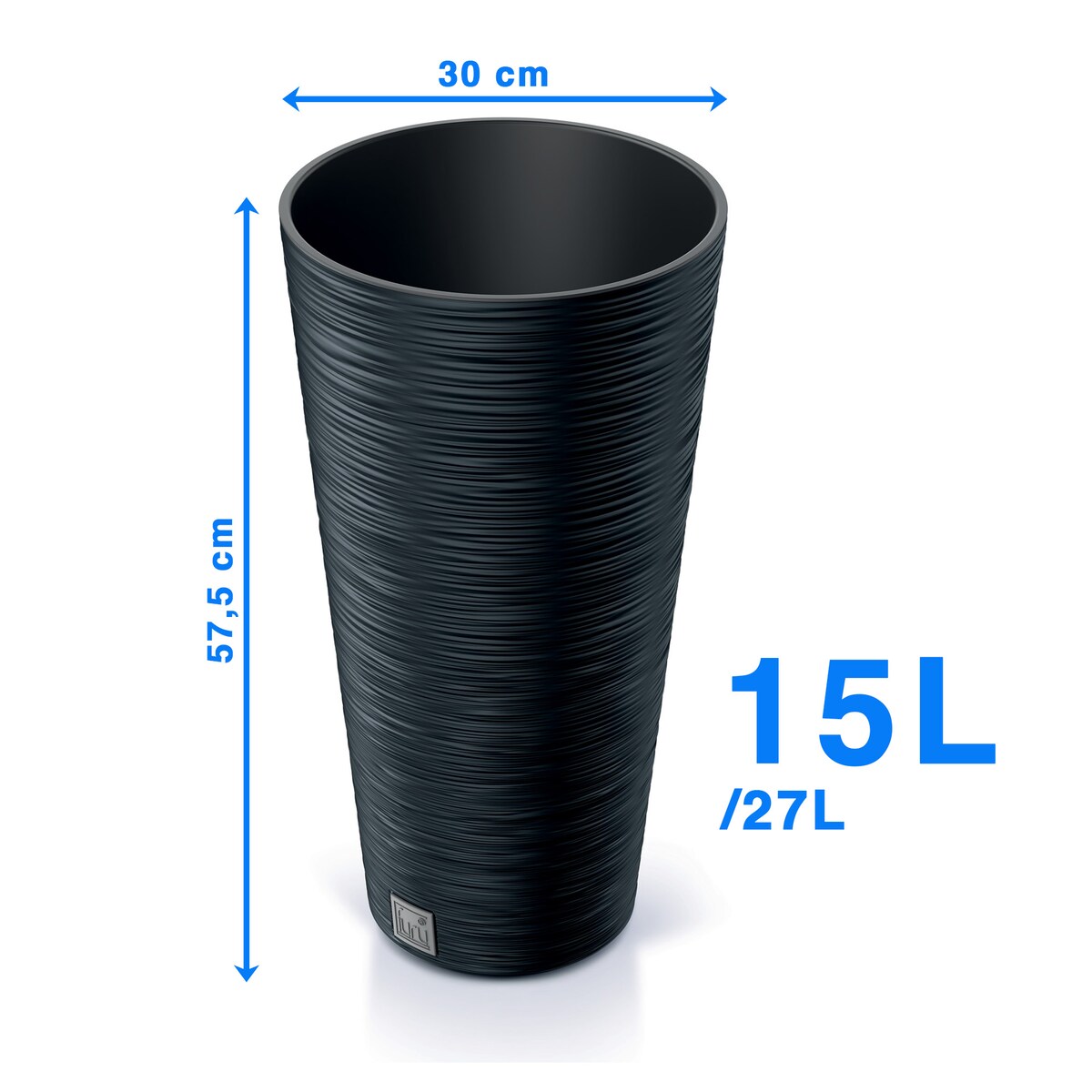 Doniczka Donica Ogrodowa 30 Cm Okrągła Na Taras Do Ogrodu Domu Antracytowa