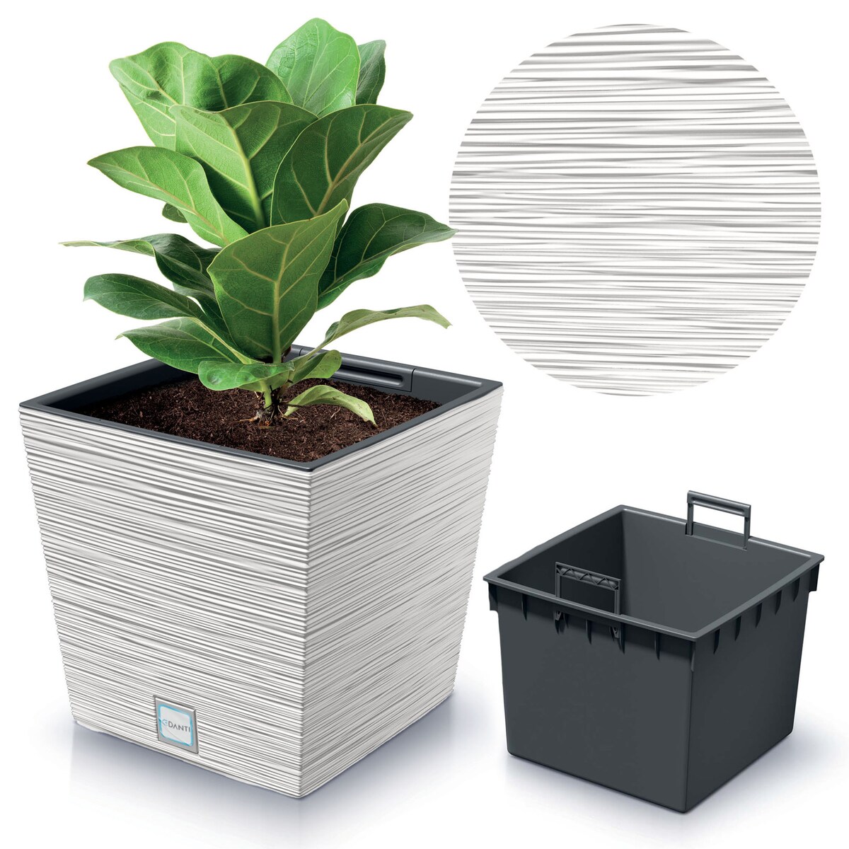 Doniczka Donica Ogrodowa 29,5 Cm Kwadratowa Na Taras Do Ogrodu Domu Biała