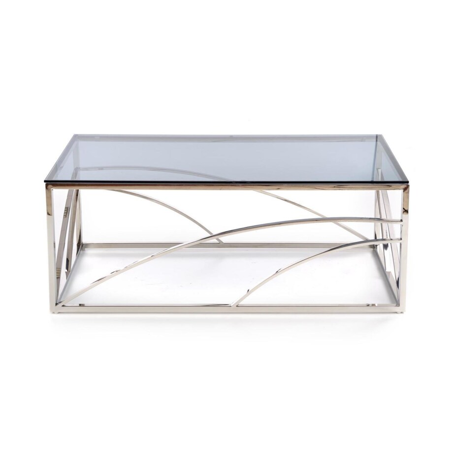 STOLIK KAWOWY Taman SZKLANY srebrny 120/60/45 cm stal