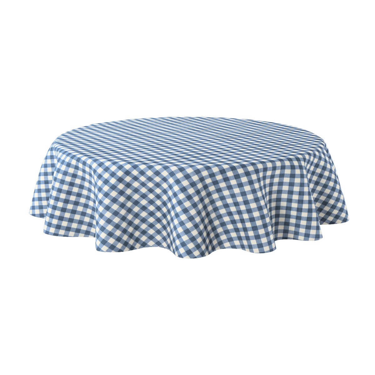 Obrus okrągły 130 x 130 cm granatowo-biała kratka (1,5x1,5cm)